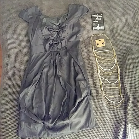 Twelve By Twelve Grey Bow Back Dress - Picture 3 of 4